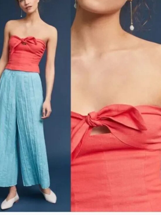 Mara Hoffman Tops - Mara Hoffman Nan Linen Tie Front Crop Top NWT